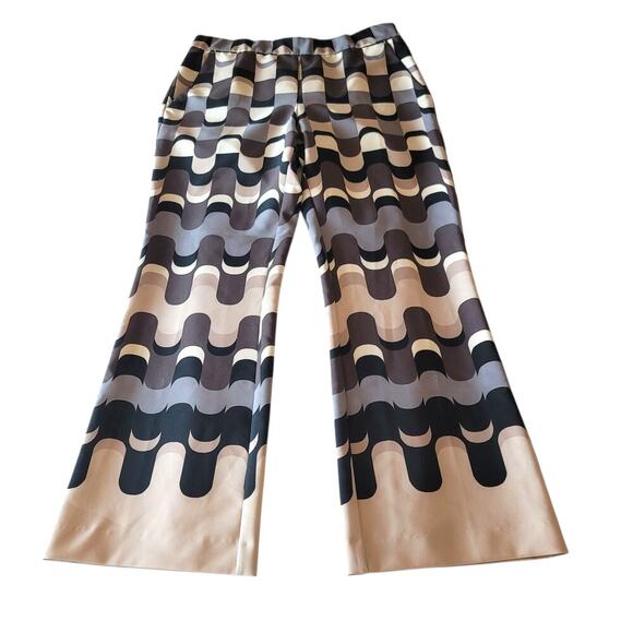 Maliparmi Italian Cropped/Flared Neo Modern Printed Pants in Neutral Tones, US 8 - Picture 6 of 12